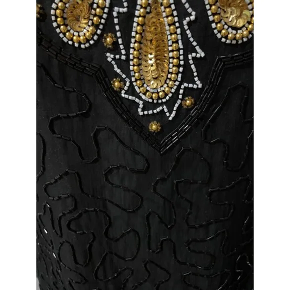 Stenay Vintage Silk All-Over Embellished Midi Dress size 12 NWT Made in India