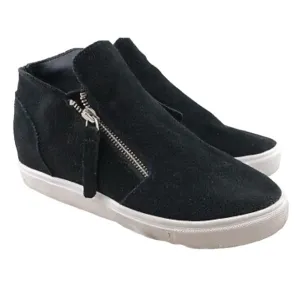 Steve Madden Black Caliber Double Zipper Active Wedge Heel Footwear Shoes 8.5
