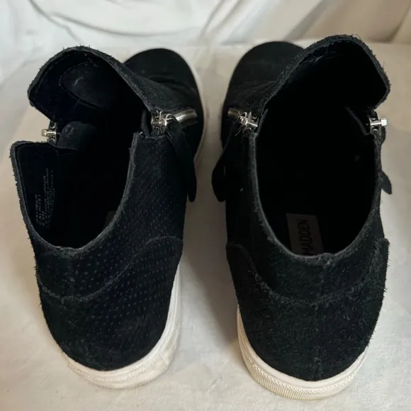Steve Madden Black Caliber Double Zipper Active Wedge Heel Footwear Shoes 8.5