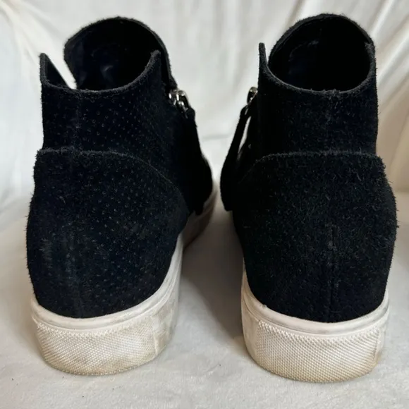 Steve Madden Black Caliber Double Zipper Active Wedge Heel Footwear Shoes 8.5