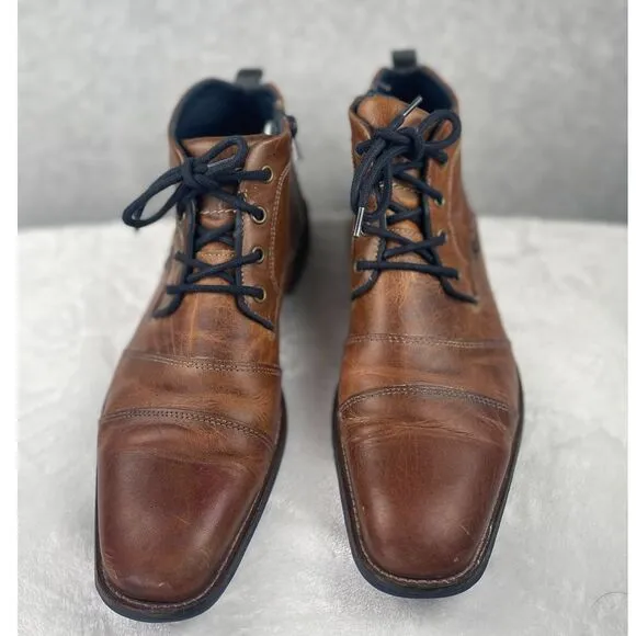 Steve Madden brown leather men's shoes, size 10, oxford zip chukka, city, career