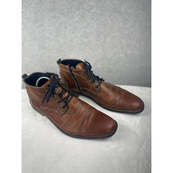 Steve Madden brown leather men's shoes, size 10, oxford zip chukka, city, career