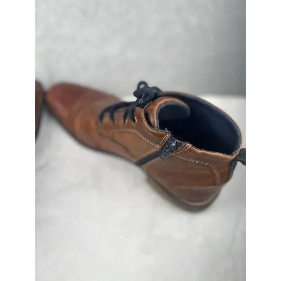 Steve Madden brown leather men's shoes, size 10, oxford zip chukka, city, career