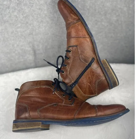 Steve Madden brown leather men's shoes, size 10, oxford zip chukka, city, career