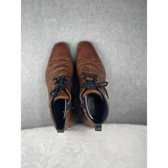 Steve Madden brown leather men's shoes, size 10, oxford zip chukka, city, career