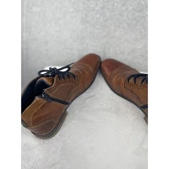 Steve Madden brown leather men's shoes, size 10, oxford zip chukka, city, career