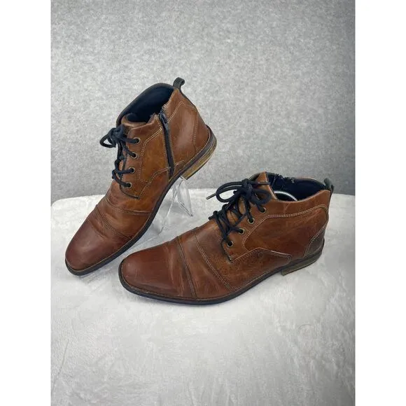 Steve Madden brown leather men's shoes, size 10, oxford zip chukka, city, career
