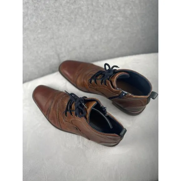 Steve Madden brown leather men's shoes, size 10, oxford zip chukka, city, career