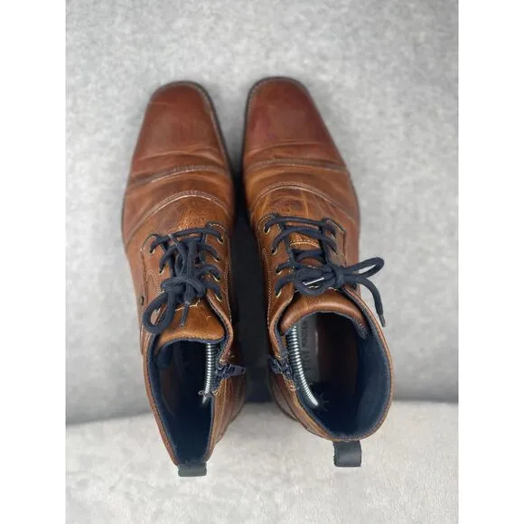 Steve Madden brown leather men's shoes, size 10, oxford zip chukka, city, career