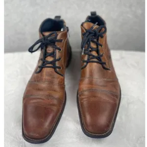 Steve Madden brown leather men's shoes, size 10, oxford zip chukka, city, career