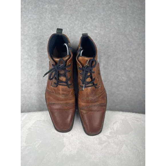 Steve Madden brown leather men's shoes, size 10, oxford zip chukka, city, career