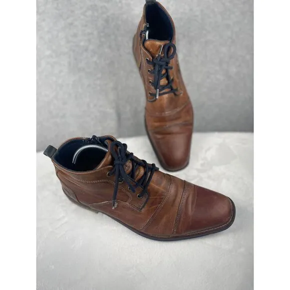 Steve Madden brown leather men's shoes, size 10, oxford zip chukka, city, career