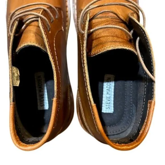 STEVE MADDEN Cognac Brown Leather Harken Chukka Dessert Boot NWOT Men's 100
