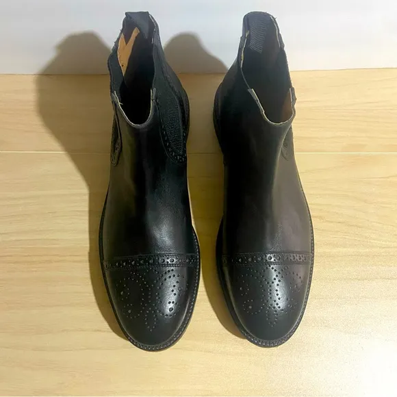 STEVE MADDEN DEADBOLT Men's Ankle Boots Black Leather Captoe Chelsea Size 11.5