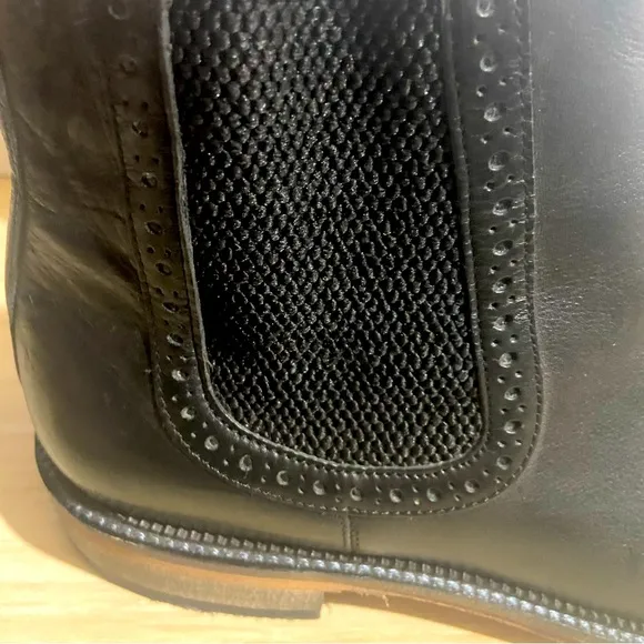 STEVE MADDEN DEADBOLT Men's Ankle Boots Black Leather Captoe Chelsea Size 11.5