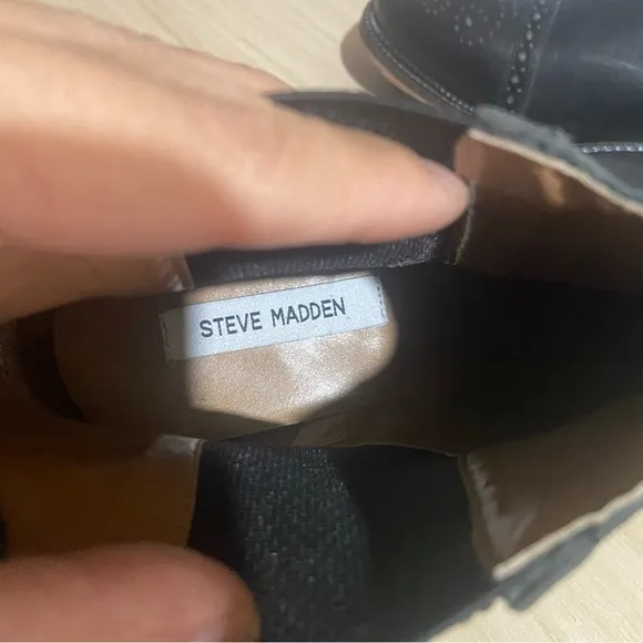 STEVE MADDEN DEADBOLT Men's Ankle Boots Black Leather Captoe Chelsea Size 11.5