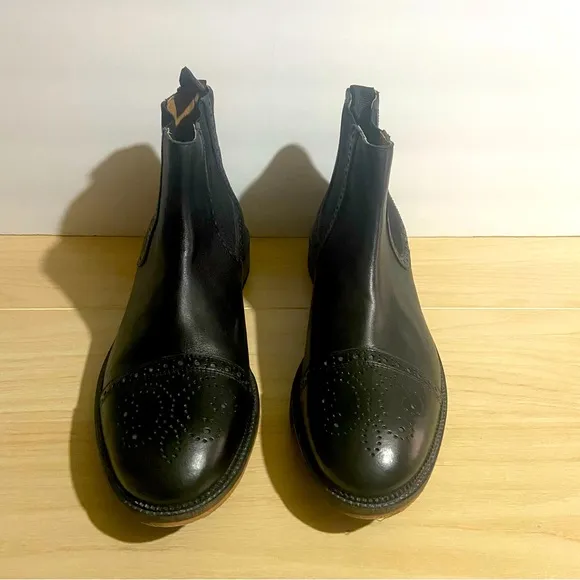 STEVE MADDEN DEADBOLT Men's Ankle Boots Black Leather Captoe Chelsea Size 11.5