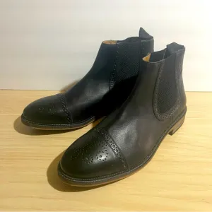 STEVE MADDEN DEADBOLT Men's Ankle Boots Black Leather Captoe Chelsea Size 11.5
