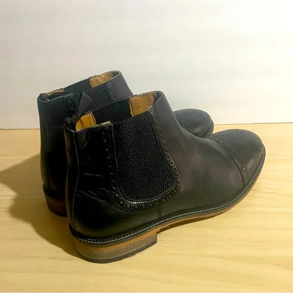 STEVE MADDEN DEADBOLT Men's Ankle Boots Black Leather Captoe Chelsea Size 11.5