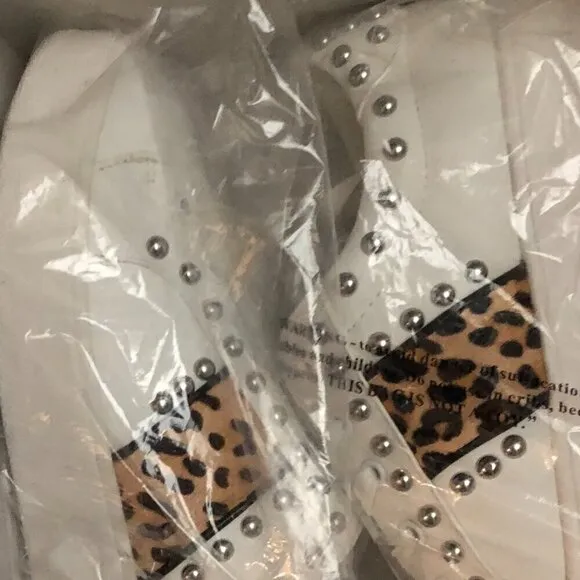 Steve Madden Leopard/Studded Detailed &quot;Belle&quot; Sneakers Size 8.5 NWT