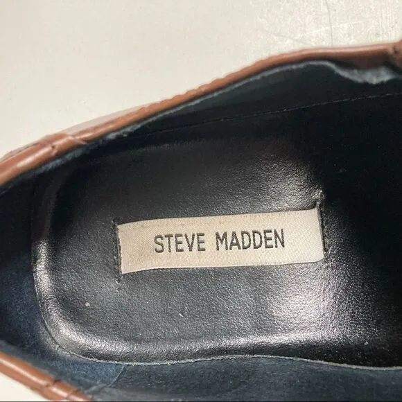 STEVE MADDEN, Men’s “Eclypse” Brown Leather Dress Shoes, Size 10,Slip-on