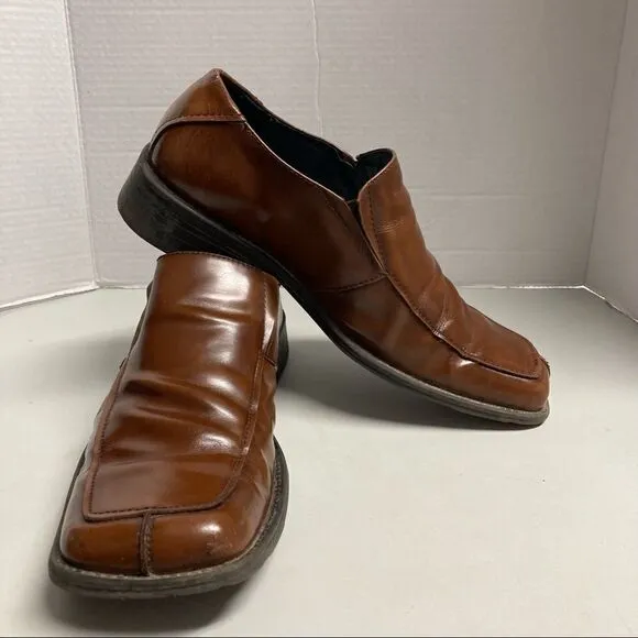 STEVE MADDEN, Men’s “Eclypse” Brown Leather Dress Shoes, Size 10,Slip-on