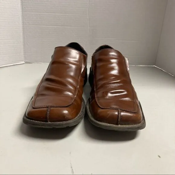 STEVE MADDEN, Men’s “Eclypse” Brown Leather Dress Shoes, Size 10,Slip-on