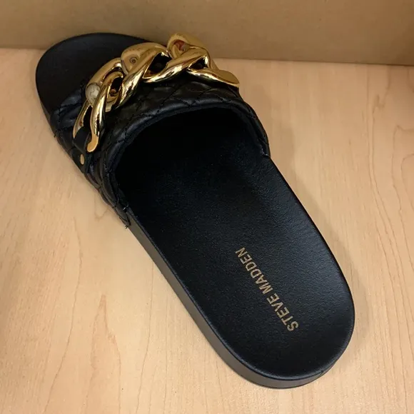 Steve Madden Zoray Golden Chain Link Slide Sandals