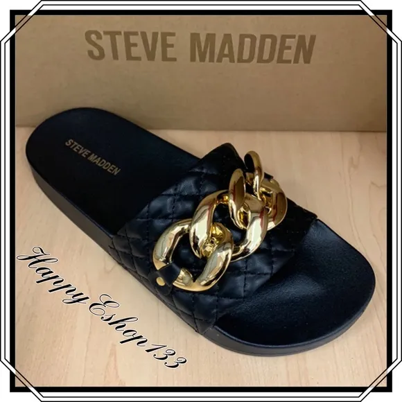 Steve Madden Zoray Golden Chain Link Slide Sandals