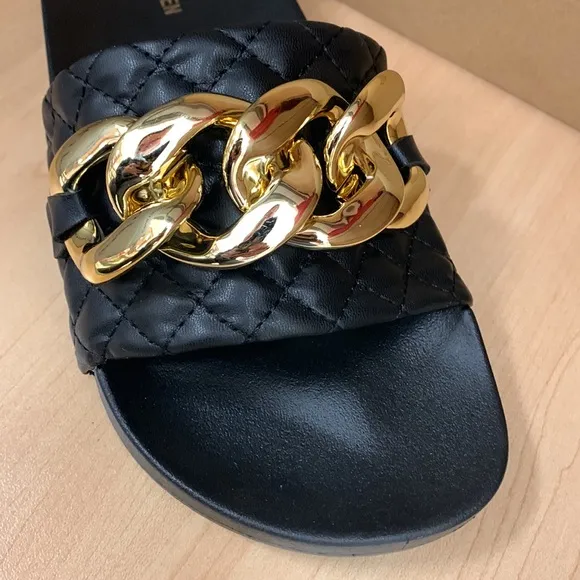 Steve Madden Zoray Golden Chain Link Slide Sandals