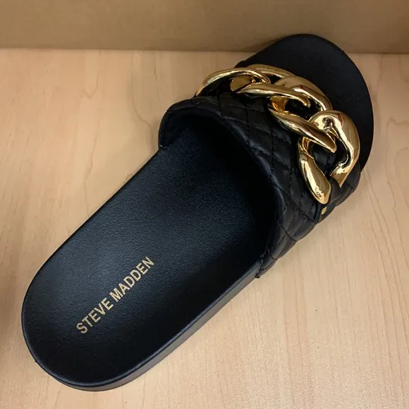 Steve Madden Zoray Golden Chain Link Slide Sandals