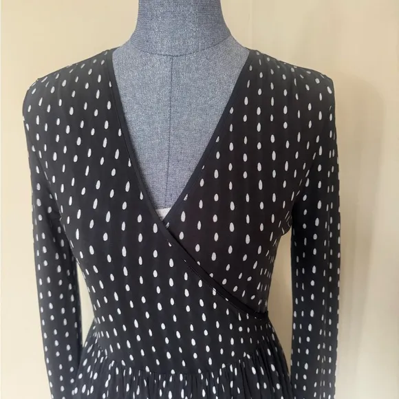 Stine Goya Faux Wrap A-Line Polka Dot Dress