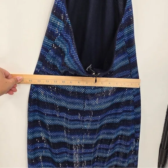 St.John Fully Sequin Maxi Dress Halter Neck Mermaid Cocktail Luxury Gown (Flaws)