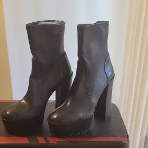 Stuart Weitzman Black Platform Ankle Boots