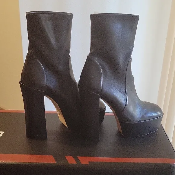 Stuart Weitzman Black Platform Ankle Boots