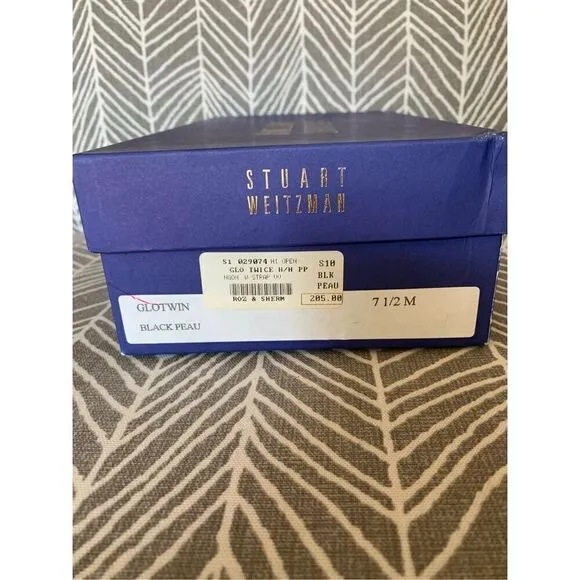 STUART WEITZMAN BLACK SATEEN ROUND TOE buckle DRESSY party PUMPS HEELS SHOES 7.5