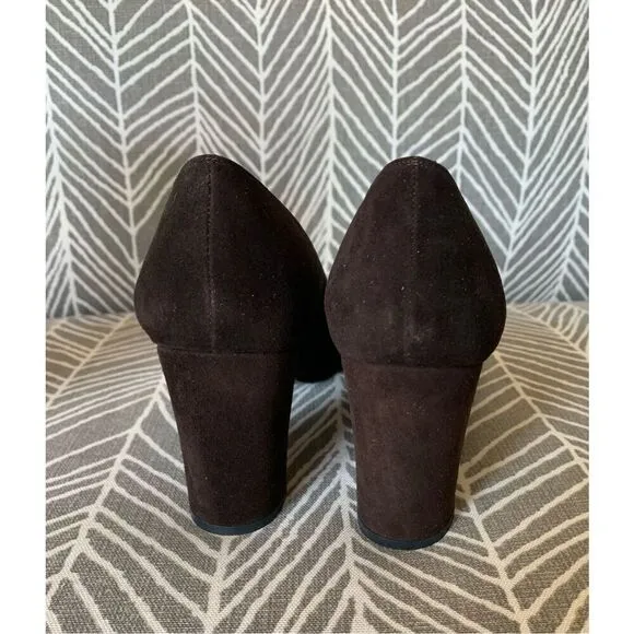 STUART WEITZMAN Brown Suede Tower Pump Heels Shoes size 7.5 AAA NARROW