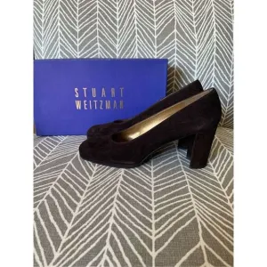 STUART WEITZMAN Brown Suede Tower Pump Heels Shoes size 7.5 AAA NARROW
