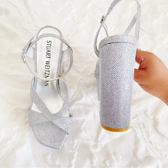 Stuart Weitzman Miami Embellished Platform Sandals Size 8.5