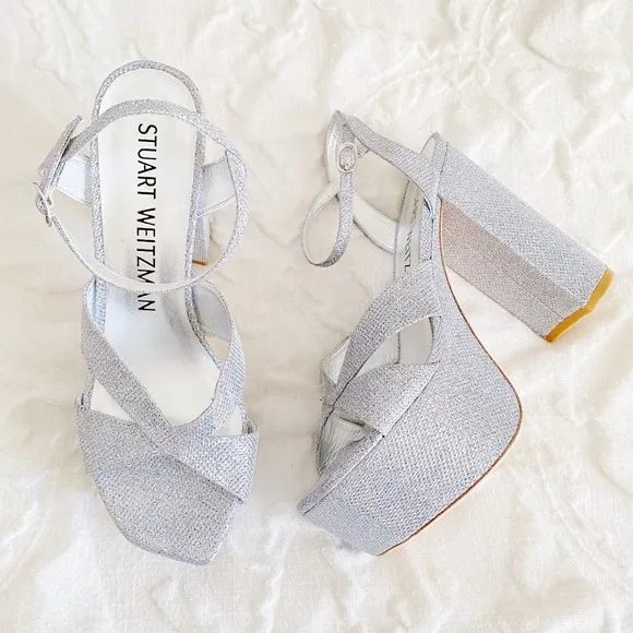 Stuart Weitzman Miami Embellished Platform Sandals Size 8.5