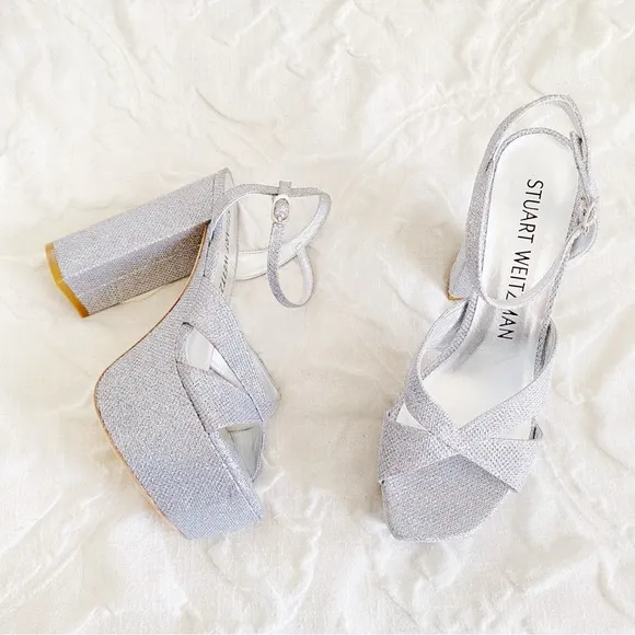 Stuart Weitzman Miami Embellished Platform Sandals Size 8.5