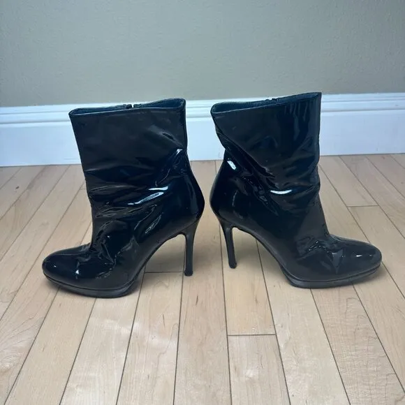 STUART WEITZMAN Women's Apollo Patent Leather Black Ankle Boot Stiletto Size 7.5