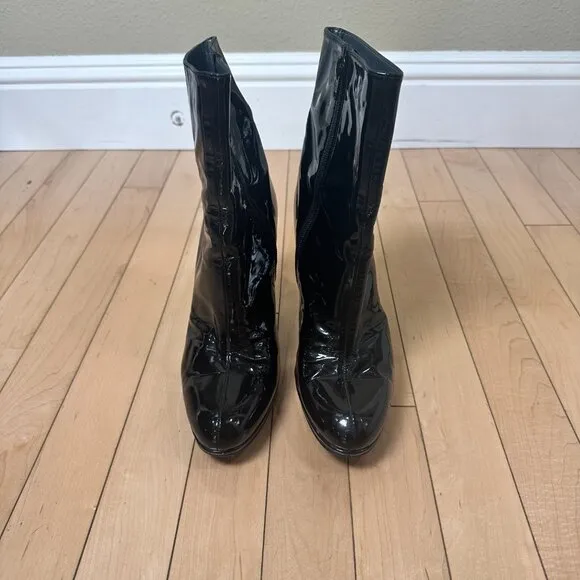 STUART WEITZMAN Women's Apollo Patent Leather Black Ankle Boot Stiletto Size 7.5