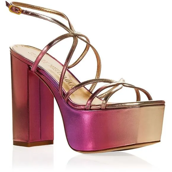 Stuart Weitzman Womens Barelythere Pink Leather Dressy Pumps Heels Shoes New