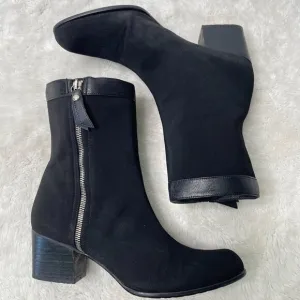 Stuart Weitzman Women's Black Leather Ankle Zip Up Heeled Boots Size 9.5 M