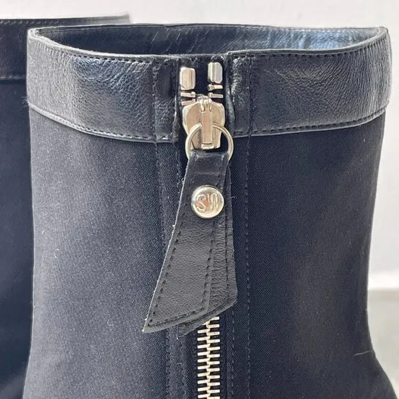 Stuart Weitzman Women's Black Leather Ankle Zip Up Heeled Boots Size 9.5 M