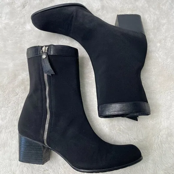 Stuart Weitzman Women's Black Leather Ankle Zip Up Heeled Boots Size 9.5 M