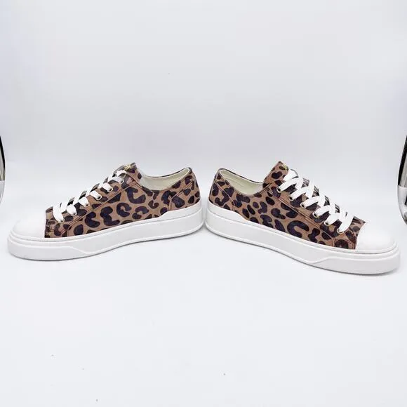 Stuart Weitzman Women's Sammy Top Capucino Cheetah Suede Sneakers Size US 4.5B