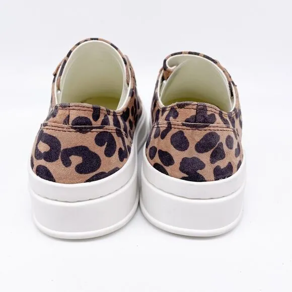 Stuart Weitzman Women's Sammy Top Capucino Cheetah Suede Sneakers Size US 4.5B