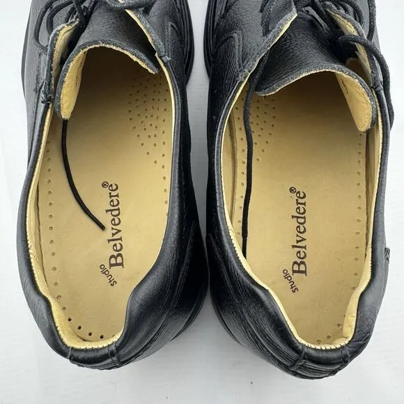Studio Belvedere Mens 2100 BayBridge Oxford Black Pebbled Leather Dress Shoe 14D